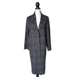 J Jill Black White Wool Blend Button Duster Cardigan Sweater Size Small Speckled